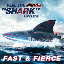 Load image into Gallery viewer, Fast Brushless RC Boat for Adults, 30+MPH 3S High Speed Remote Control Boat, Self-righting 2.4Ghz Speed Shark with LED Lights
