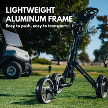 Load image into Gallery viewer, Qwik-Fold 3-Wheel Golf Push Cart with Foot Brake - Silver

