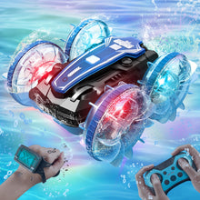 Load image into Gallery viewer, Amphibious Remote Control Car, 2.5GHz 4WD 131Ft 360° Rotation, 180° Flip，60Mins Play, Rechargeable Gesture Rc Car with LED
