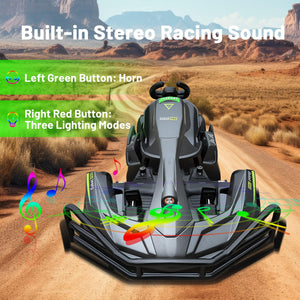 Electric Go Kart, PRO Go Karts for Adults Build in 1500W*2 AC Brushless Motor with 54V8A Removable Lithium Battery and Handbrake