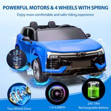 Load image into Gallery viewer, Baby Car 24V 2-Seater SUV Licensed Chevrolet Blazer Ride On Toy w/Parent Remote Control,4xSpring Suspension, Blue
