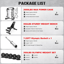 Load image into Gallery viewer, JELENS C21 Power Cage, 2000LBS Multi-Function Power Rack with Independent Dual Pulley System, All-in-One Squat Rack for Cable Crossover, Home Gym Workout Machine (Black, 260LBS Black)
