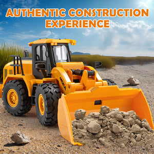 7 Channel RC Bulldozer Toys for Kids, Remote Control Construction Vehicle for Boys 3-5 Years Old, 2.4G Loader Engineering Truck