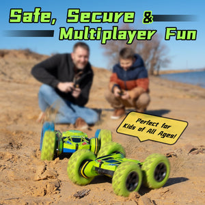 RC Stunt Cars Remote Control Car Double-Sided Driving 360-degree Flips Rotating Car Toy, Green