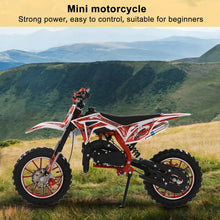 Load image into Gallery viewer, 49cc Kids Dirt Bike - 2-Stroke Mini Motorcycle with Disc Brakes, Shock Absorption, Soft Seat Cushion and Off-Road Tires
