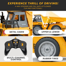 Load image into Gallery viewer, Top Race RC Remote Control Dump Truck Toy | 11&quot; x 5.7&quot; | Alloy Metal and Plastic 4WD with Heavy Rubber Tires - 2.4Ghz
