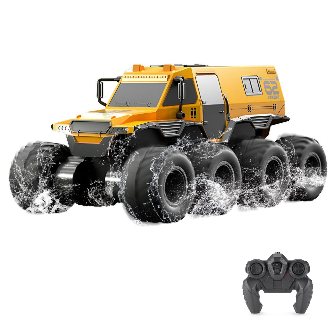 Amphibious Remote Control Car, 8WD RC Cars, 2.4GHz Remote Control Boat, Waterproof Off Road RC Monster Truck (Yellow)