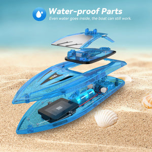 2Pack LED Light RC Boat Remote Control Pool Water Toys for Kids Ages 8-12 Adults Lakes Bathtub Toy with Whole Body Waterproof