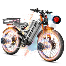 Load image into Gallery viewer, 5000W Electric Bike for Adults, 60V/80AH 200+Miles Long Range Ebike 50Mph| Fat Tire Electric Mountain Bike Gray+Rack+Basket

