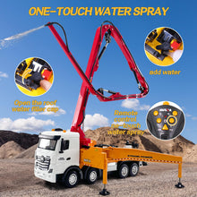 Load image into Gallery viewer, RC Concrete Pump Truck Toy for Kids, 11 Channel 2.4G Diecast Construction Trucks with Working Water Pump
