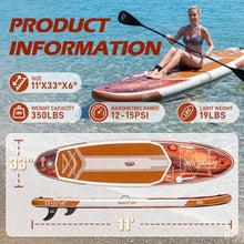 Load image into Gallery viewer, InnoExpo 11' Inflatable Stand Up Paddle Boards with Premium Accessories, Wide Stable SUP Paddle Board Design, Non-Slip Comfort Deck for Youth &amp; Adults (Timber)
