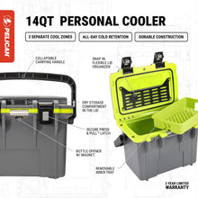 Load image into Gallery viewer, Pelican 14 Quart Personal Lunch Box Cooler (Dark Gray/Green)
