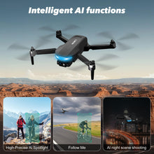 Load image into Gallery viewer, GPS Drone with EIS 2K Camera for Adults, 7.22 inch Screen on Remote Controller,FPV RC Drones with Al Track&amp;Night Shot with Professional GPS,Auto Return Follow Me for Beginner,Long Range Transmission, 2 Batteries 64min Flight Time,Handbag Under 249g
