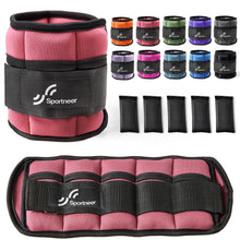 Load image into Gallery viewer, Sportneer Adjustable Ankle Weights Set - 1 Pair (2-10 lbs) Removable Sandbags -Peach Pink

