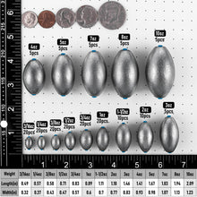 Load image into Gallery viewer, Alwonder Egg Sinkers Fishing Weights, Oval Lead Fishing Weights Sinkers Bass Fishing Casting Egg Sinker Saltwater Freshwater Weight Terminal Tackle 8oz - 5pcs
