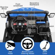 Load image into Gallery viewer, Two Seater Ride on Cars for Kids, 6x6 24V Kids UTV with Dump Bed &amp; Shovel, 6 EVA Tires, Spring Suspension, LED Light, Music, Blue
