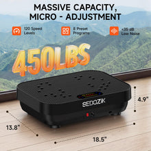 Load image into Gallery viewer, SEDOZIK Vibration Plate Exercise Machine, Vibration Plate for Lymphatic Drainage Weight Loss, 450 Lbs Capacity Full Body Vibrating Platform Workout Equipment with Bluetooth for Home Women Men, Black
