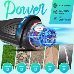 Scooter, Electric Scooters with 6.5" Flash Wheels & LED Headlights Fender Lights, All Terrain for Girls Boys Kids Ages 5+