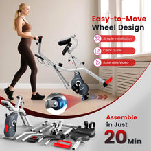 Load image into Gallery viewer, Foldable Exercise Bike with Elliptical Mode, 8-Level Magnetic Resistance Stationary Bike -Grey Red

