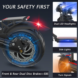Electric Scooter for Adults 2400W Dual Motor,20ah 48V, 10" Tubeless Tires Folding E Scooter Dual Suspension, Dual Disc Brake