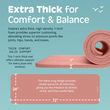 Load image into Gallery viewer, Retrospec Solana Yoga Mat 1" Thick w/Nylon Strap for Men &amp; Women - Non Slip Exercise Mat for Home Yoga, Pilates, Stretching, Floor &amp; Fitness Workouts - Rose
