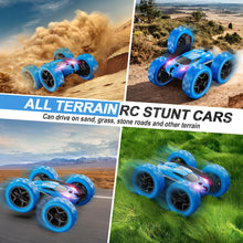 Load image into Gallery viewer, Remote Control Car, RC Cars Toys for Kids Ages 6-12, 4WD Stunt Car with LED Lights &amp; 360° Flips, 2.4GHz, Upgraded USB-C Modular Batteries
