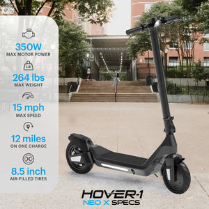 Electric Scooter with 300W Brushless Motor, 15 mph Max Speed, 8.5” Air-Filled Tires, 12 Mile Range - Commuter Scooter for Kids & Teens