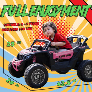 24V Ride on Toys for Big Kids,Kids Electric Ride on Car UTV 4WD/2WD,High Speed Power Wheels with EVA Rubber Tires - Pink