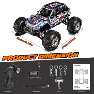 1/16 Scale Hobby RC Car, 36 KPH High-Speed 4WD RC Truck, 2.4 GHz Remote Control Car, All-Terrain Electric Vehicle, 4X4