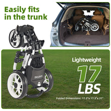Load image into Gallery viewer, FLAGTAG Golf Push Cart 3 Wheel with 360 Swivel Front Wheel,Lightweight and Foldable Walking Golf Cart，One-Click Foldable,with Foot Brake
