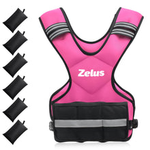Load image into Gallery viewer, ZELUS Weighted Vest for Men and Women, Adjustable Body Weight Vest Exercise Set for Workouts, 4-10lb/11-20lb/20-32lb with 6 Ironsand Weights for Cardio Strength Training Walking Jogging, 20-32lb. Pink
