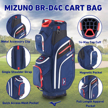 Load image into Gallery viewer, Mizuno BR-D4C Cart Golf Bag | 9 1/2 Inches | Navy-Red
