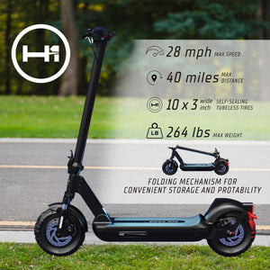 Pro Series Boss Dual Motor Foldable Electric Scooter with 1,600W Motor, 28 mph Max Speed, 10” Self-Sealing Tubeless Tires, and 40 Mile Range