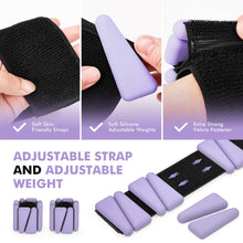 Load image into Gallery viewer, Wrist Weights, Ankle Weights, Adjustable Wrist Weighted Bracelet Set of 4 (2LB Each) -Purple
