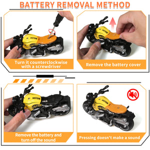 4-Pack Pull-Back Motorcycle Toys - Friction Powered Kids Toy Cars with Lights, Sounds & Automatic Drive2