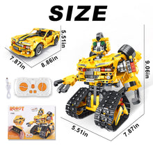 Load image into Gallery viewer, 2-in-1 Build a Robot Kit,901 Pieces Remote &amp; APP Controlled Robot or Race Car, Robotic Building Blocks Toys STEM Projects
