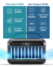 Load image into Gallery viewer, DARAN Portable Power Station, 288Wh LiFePO4 Battery, 350W (600W Peak) Power Bank with AC Outlet, Mini Solar Generator 7-Port Design, 2.1Hrs Fast Charing for Emergency, Hurricane (Solar Optional)
