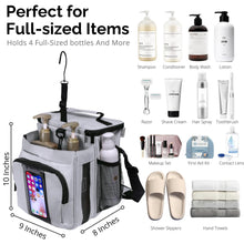 Load image into Gallery viewer, TERRA HOME Portable Shower Caddy Bag- Large Capacity, Quick Dry with Metal Hook - Hanging Shower Bag - Breathable Mesh Toiletry Shower Tote for Gym and College Dorm (Grey, Extra Large)
