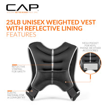 Load image into Gallery viewer, CAP Weighted Vest for Women &amp; Men 25lb – Reflective Fitness Vest for Walking, Running, Cardio, Rucking, &amp; Strength Training, Black
