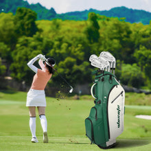 Load image into Gallery viewer, wosofe 14-Way Golf Stand Bag, Waterproof PU Leather, Forest Green Tour
