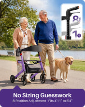Load image into Gallery viewer, Kekoy Bariatric Rollator Walker for Seniors with Seat, 500 lbs Heavy Duty Walker, 19.5" Extra-Wide Seat, 10" All-Terrain Wheels, Adjustable Height, Foldable Rolling Walker, Hidden Brake Cables, Purple

