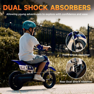 A12 Electric Dirt Bike for Kids Ages 3-10,350W Kids Electric Motorcycle 15.5 MPH MAX, 14 Miles Max Range