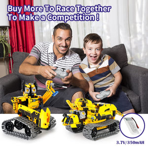 5 in 1 STEM Robot Toy Building Kit, 452 PCS Blocks App & Remote Control Engineering Toys Robotics for Kids Ages 8-12, RC Bulldozer Erector Sets