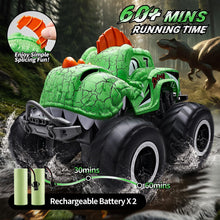 Load image into Gallery viewer, Amphibious Monster Truck Toys, 1:20 Waterproof Dinosaur Monster Trucks for Boys Age 4-7, 2.4GHz All Terrain RC Cars with 2 Batteries

