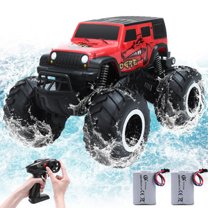 RC Trucks 4x4 Offroad Waterproof - 2.4 GHz Amphibious Remote Control Car Toys for Boys 4-7, Remote Control Monster Truck