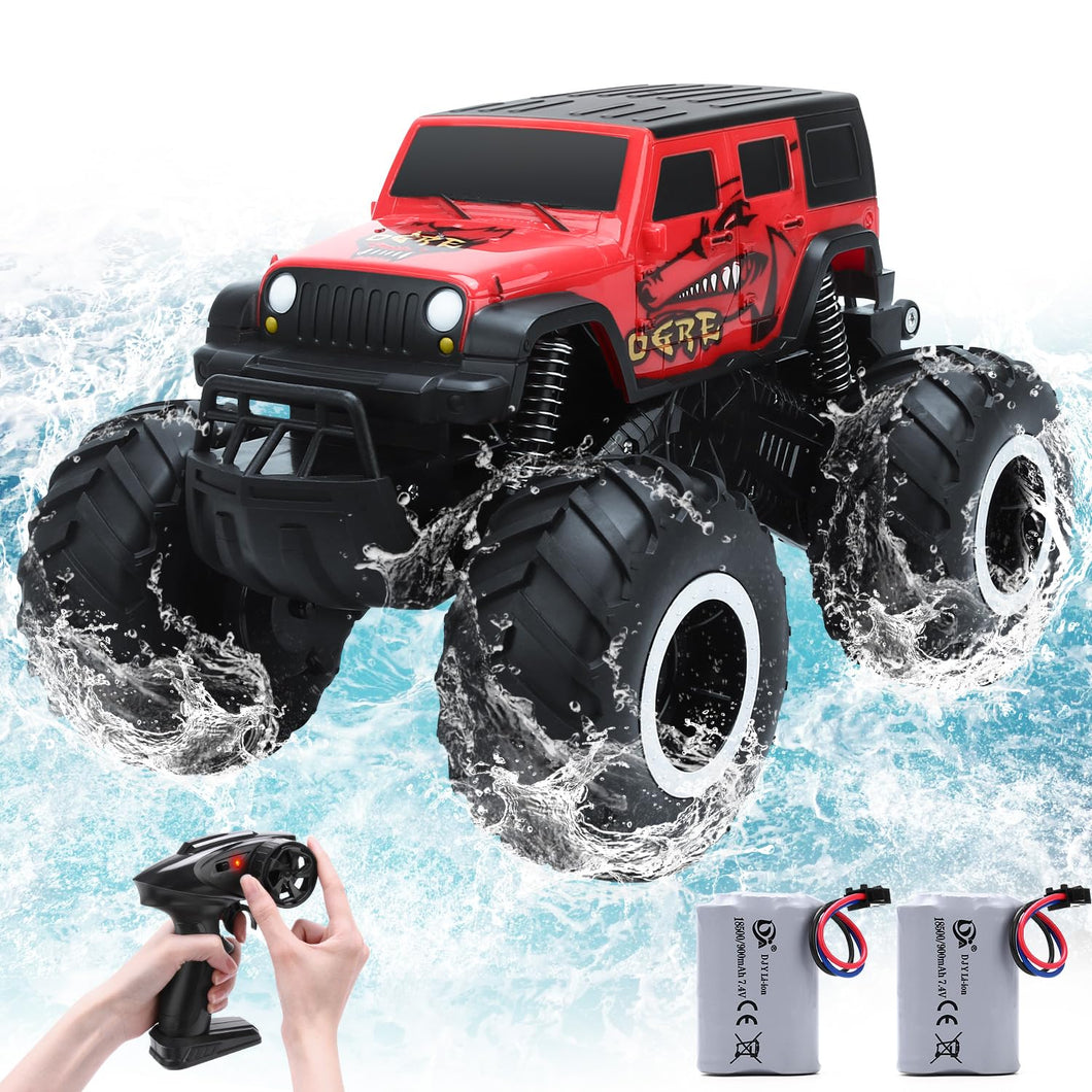 RC Trucks 4x4 Offroad Waterproof - 2.4 GHz Amphibious Remote Control Car Toys for Boys 4-7, Remote Control Monster Truck