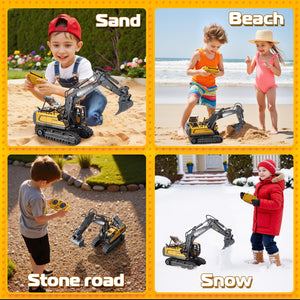 Remote Control Excavator Toys, 11 Channel 1:20 RC Construction Vehicles, 680° Rotation Hydraulic Car Toys, RC Truck Digger