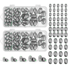 Load image into Gallery viewer, Poen 140 Pcs Egg Sinkers Fishing Kit, 1/10oz, 3/16oz, 3/8oz, 1/2oz, 3/4oz
