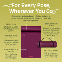 Load image into Gallery viewer, Retrospec Solana Yoga Mat 1" Thick w/Nylon Strap for Men &amp; Women - Non Slip Exercise Mat for Home Yoga, Pilates, Stretching, Floor &amp; Fitness Workouts - Boysenberry
