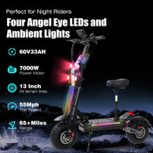 Load image into Gallery viewer, Electric Scooter Adult 7000W Brushless Motor Up to 55 MPH, 60V 33Ah Li-Ion Battery Range 65+ Miles, 13 &quot;All Terrain Tires
